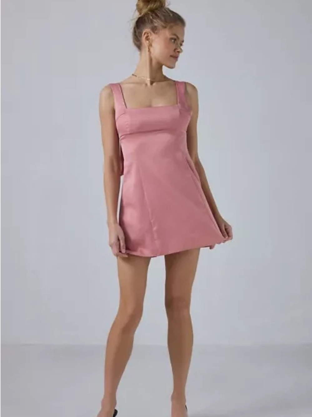 Urban Outfitters Bri Double Bow Satin Mini Dress - Picture 2 of 4